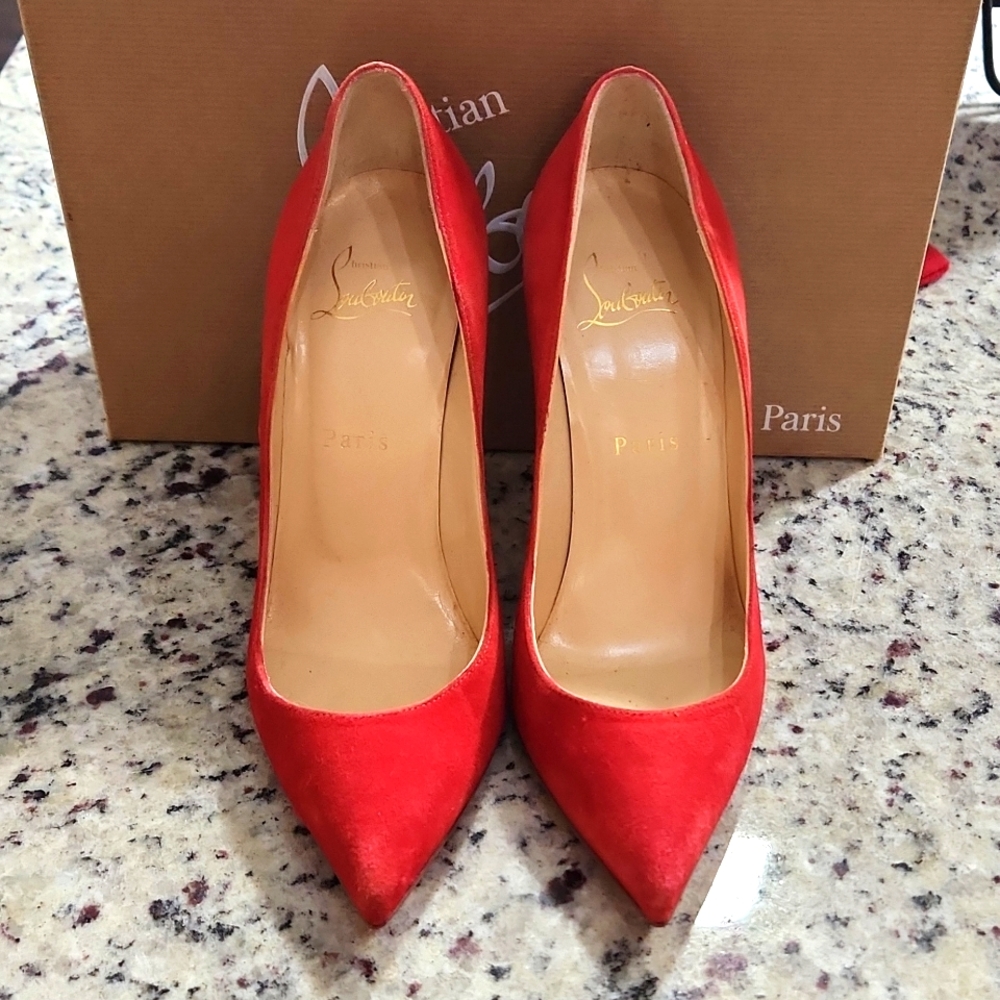 Christian Louboutin Pigalle Red Suede Pumps Size 7